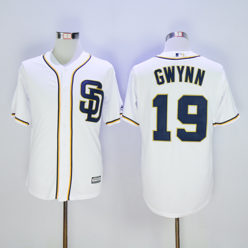 Men San Diego Padres #19 Gwynn White Throwback Game MLB Jerseys->san diego padres->MLB Jersey